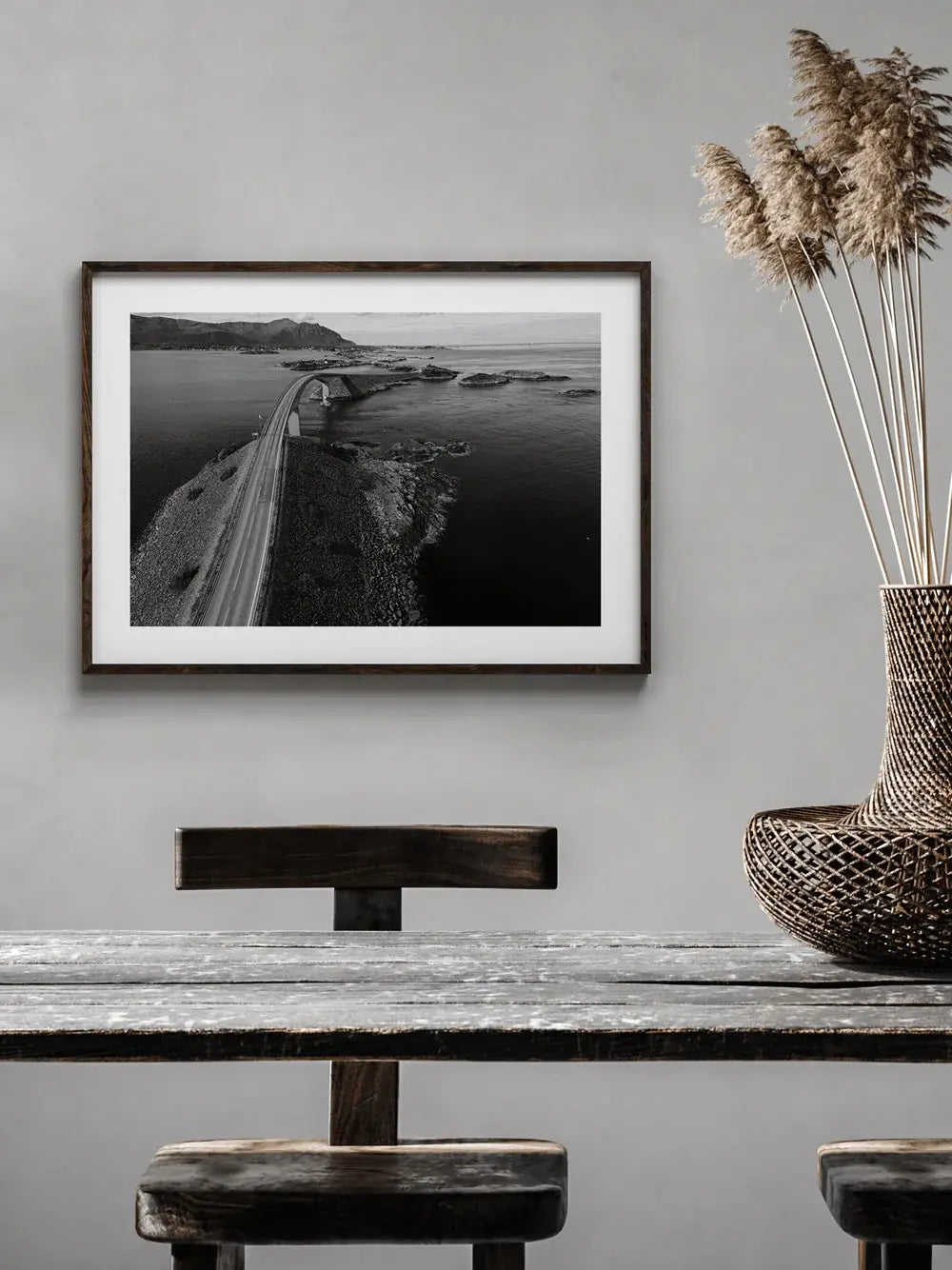 Norwegen Wandbild, Atlantic Ocean Road Schwarz Weiß Fotografie