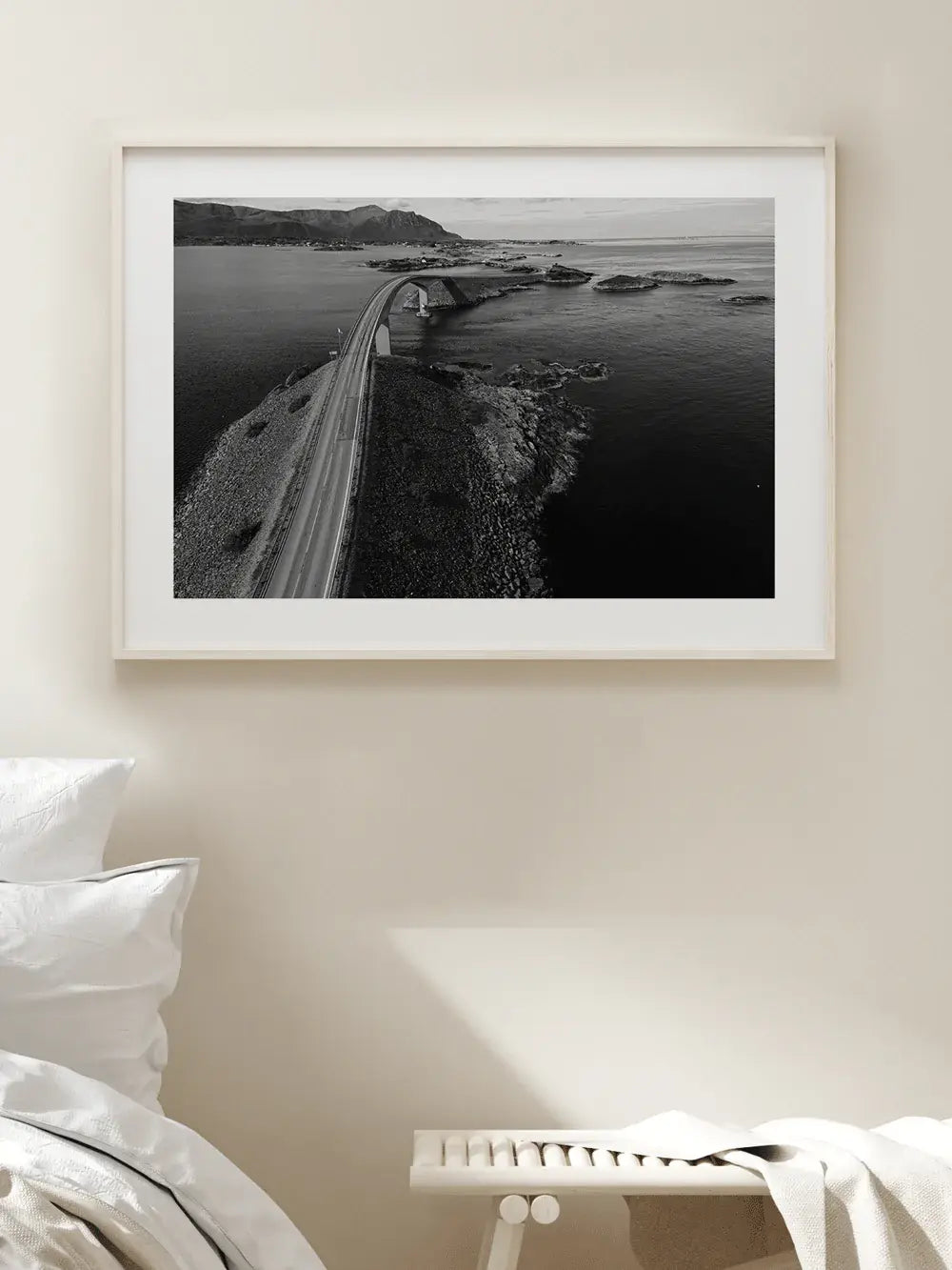 Norwegen Wandbild, Atlantic Ocean Road Schwarz Weiß Fotografie