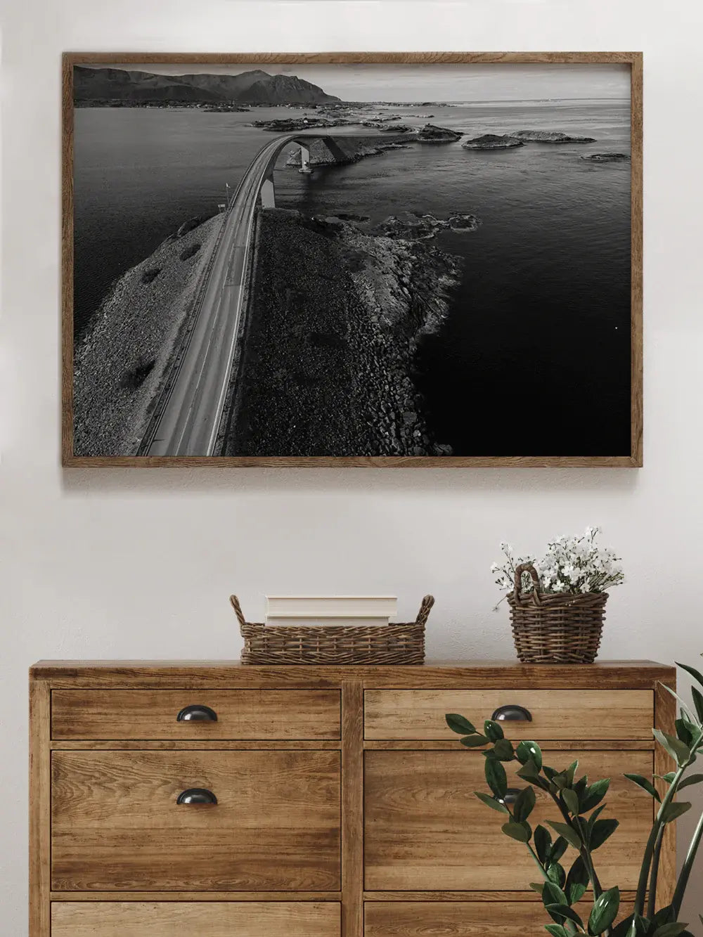 Norwegen Wandbild, Atlantic Ocean Road Schwarz Weiß Fotografie