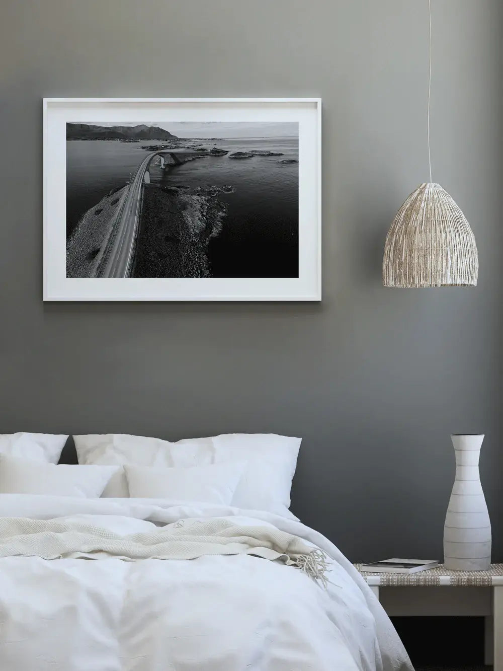 Norwegen Wandbild, Atlantic Ocean Road Schwarz Weiß Fotografie