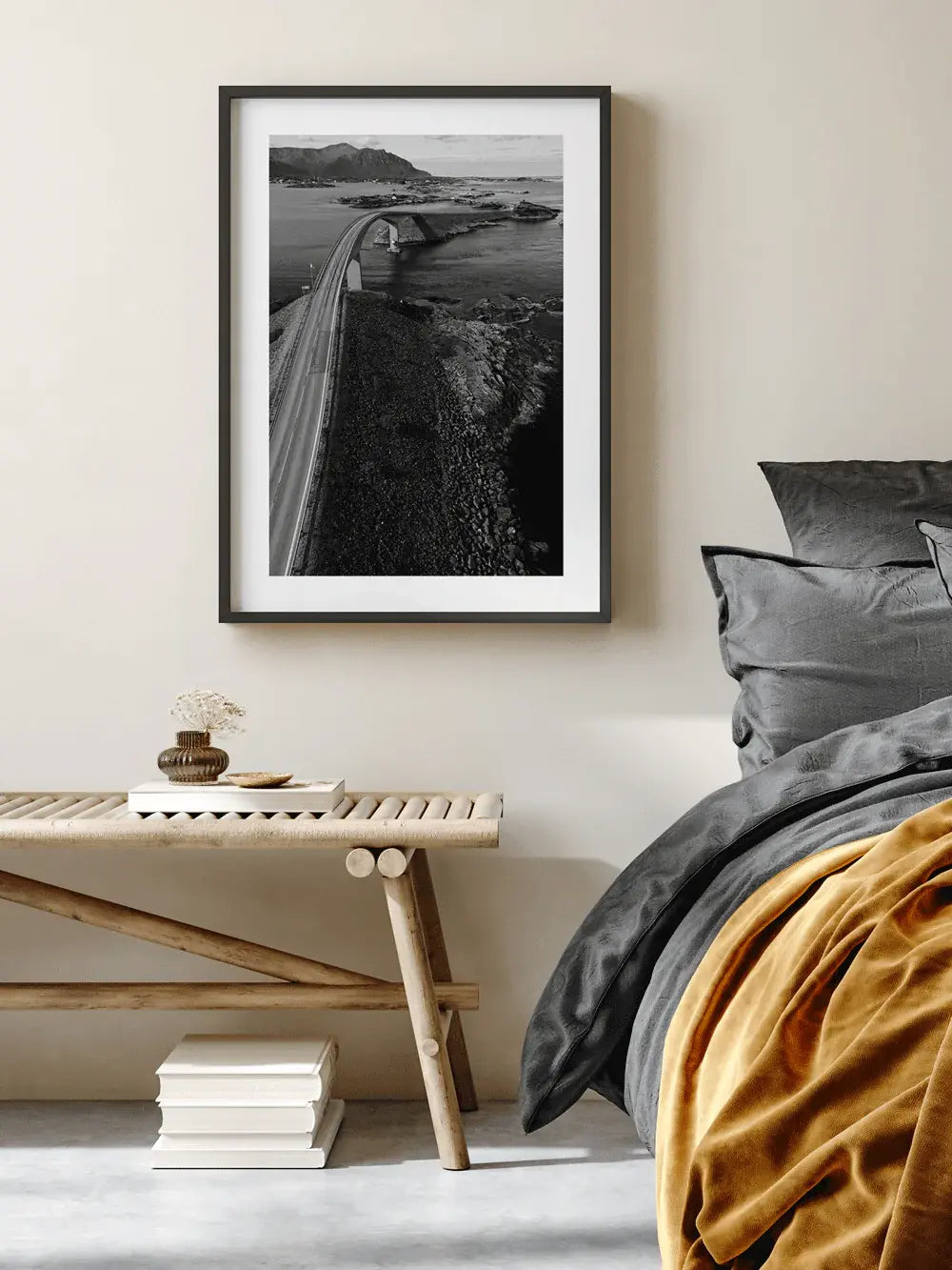 Atlantic Ocean Road schwarz-weiß, Norwegen Wandbild