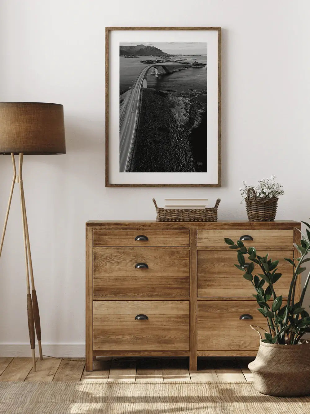 Atlantic Ocean Road schwarz-weiß, Norwegen Wandbild