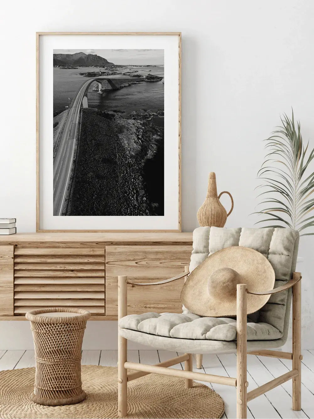 Atlantic Ocean Road schwarz-weiß, Norwegen Wandbild