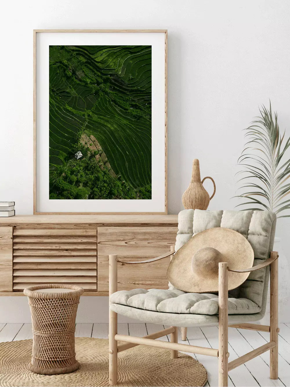 Bali Print Grüne Landschaft, Reisterrasse, Wandbild Naturprint