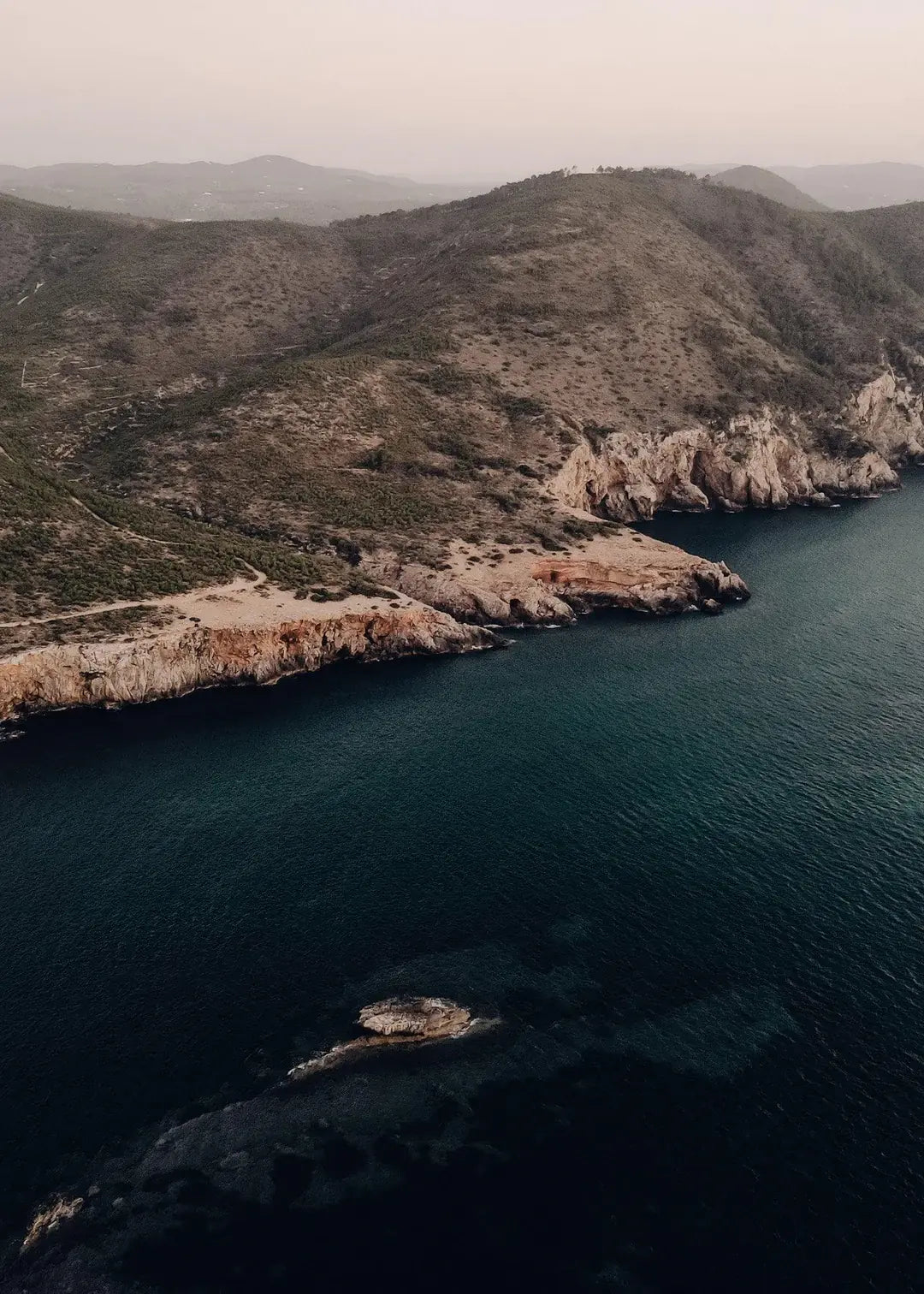 Beach Mountains Print Ibiza, Spanien Wandbild Kunstdruck