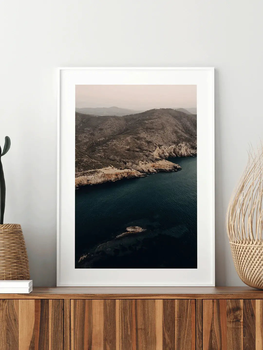 Beach Mountains Print Ibiza, Spanien Wandbild Kunstdruck