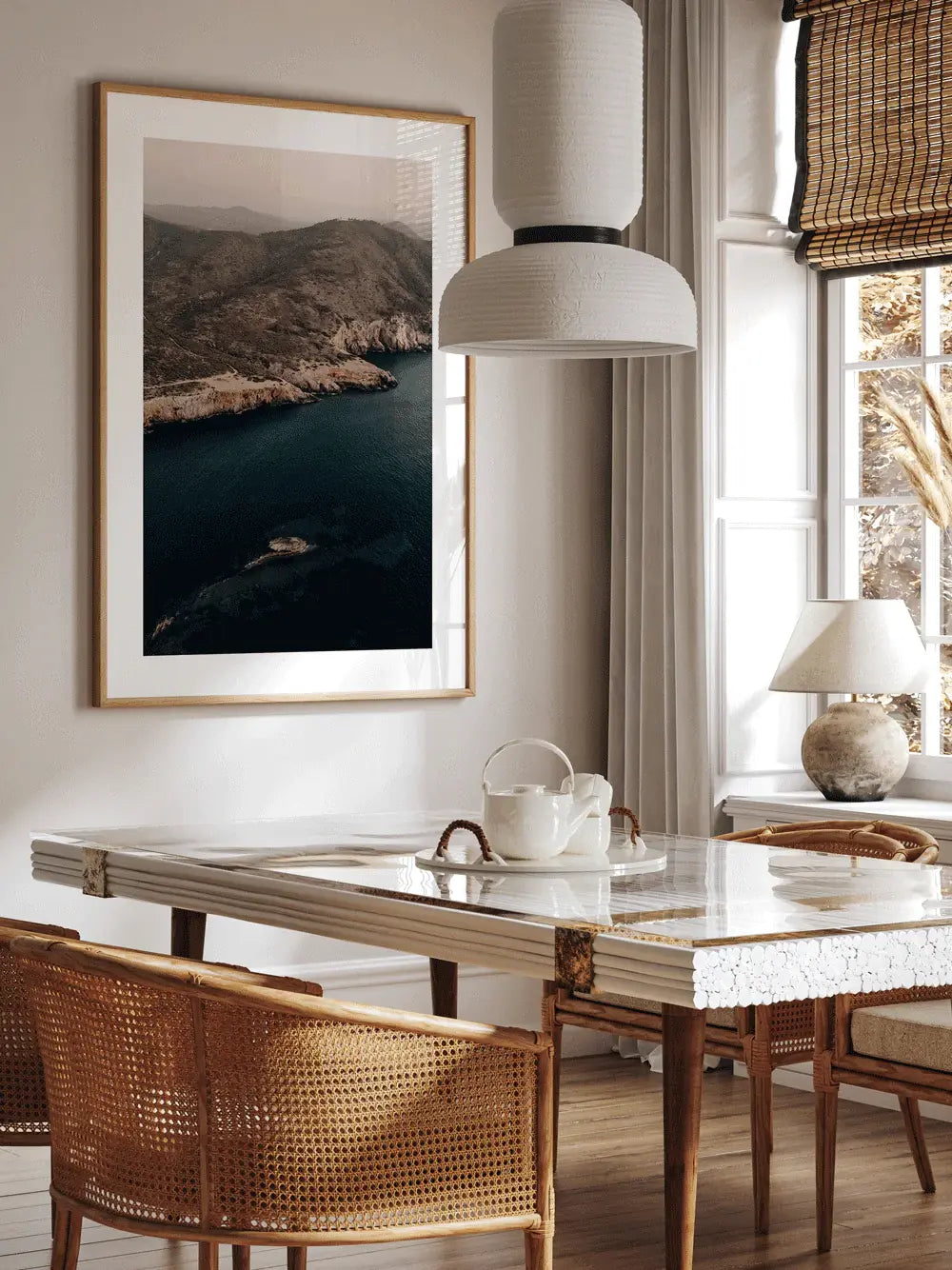 Beach Mountains Print Ibiza, Spanien Wandbild Kunstdruck