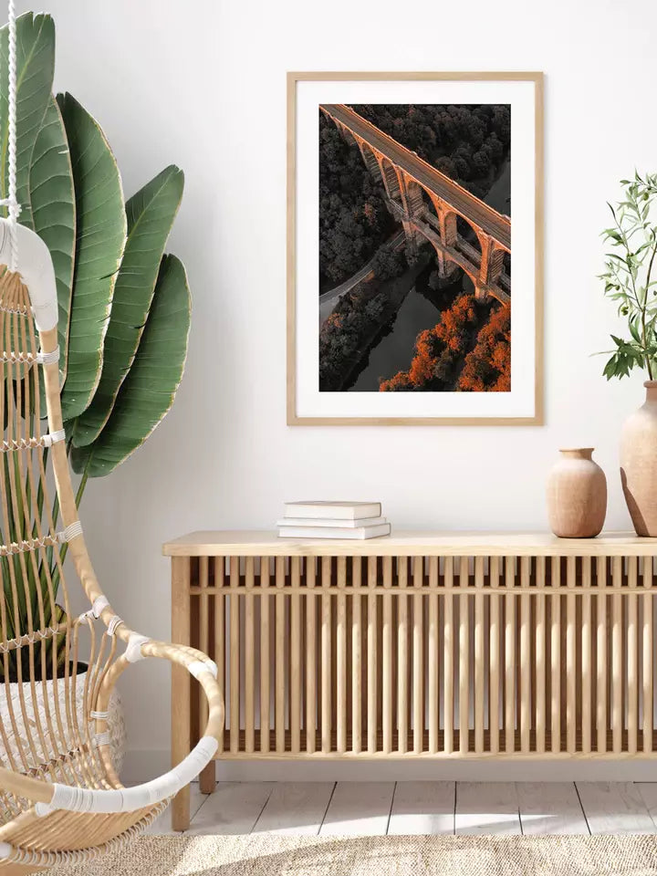 Deutschland Wandbild, Sonnenuntergang Eisenbahnbrücke Sachsen Fotografie