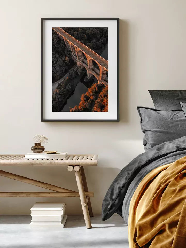 Deutschland Wandbild, Sonnenuntergang Eisenbahnbrücke Sachsen Fotografie