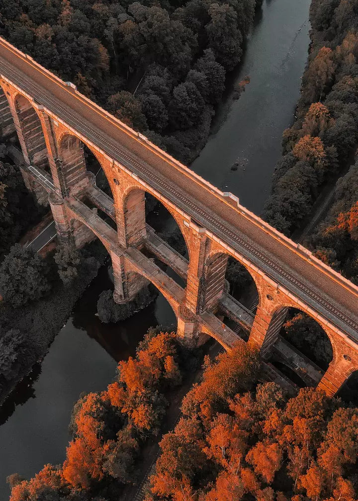 Deutschland Wandbild, Sonnenuntergang Eisenbahnbrücke Sachsen Fotografie