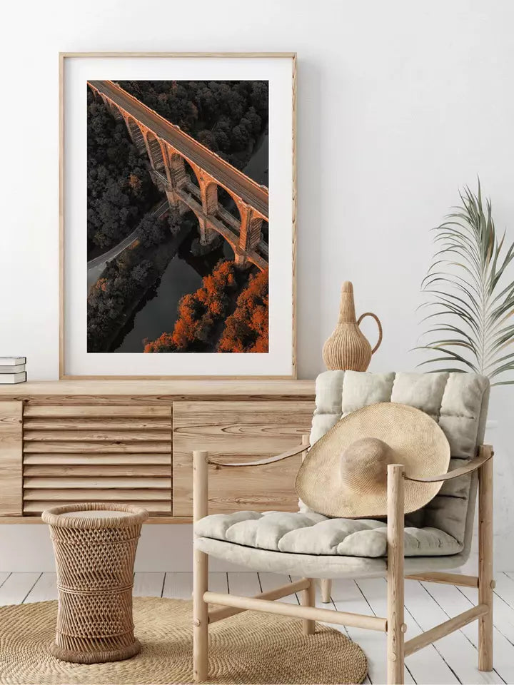 Deutschland Wandbild, Sonnenuntergang Eisenbahnbrücke Sachsen Fotografie