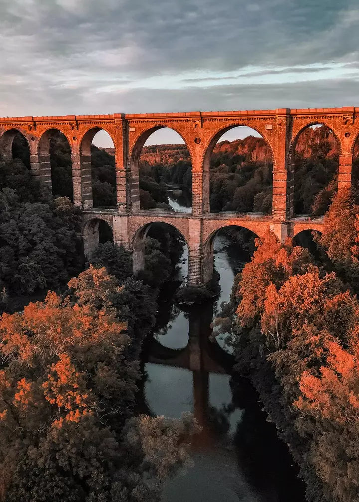 Golden Hour Viadukt Sachsen Deutschland Wandbild