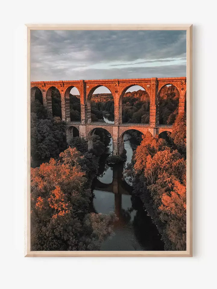 Golden Hour Viadukt Sachsen Deutschland Wandbild