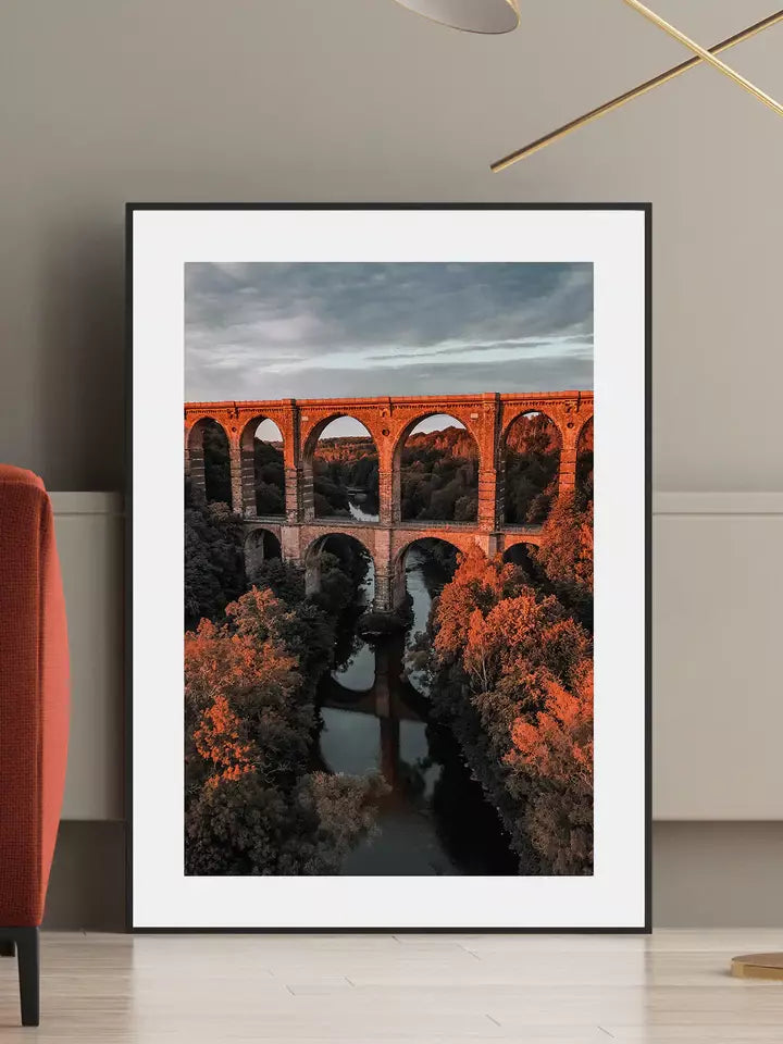 Golden Hour Viadukt Sachsen Deutschland Wandbild