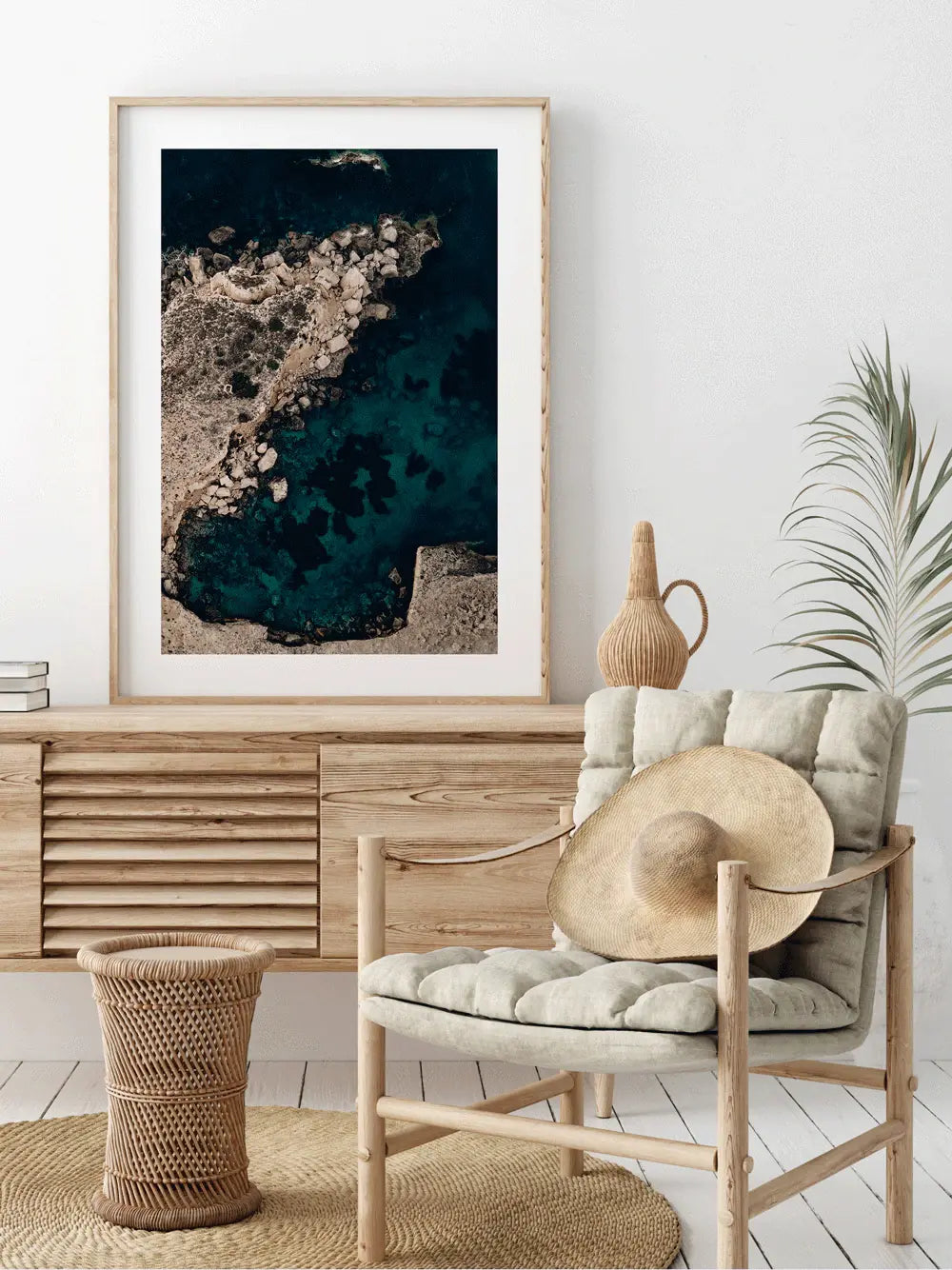 Ibiza Print Ocean Rocks Coast, Spanien Wandbild Kunstdruck