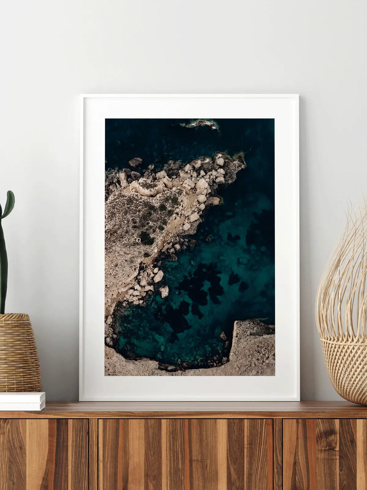 Ibiza Print Ocean Rocks Coast, Spanien Wandbild Kunstdruck