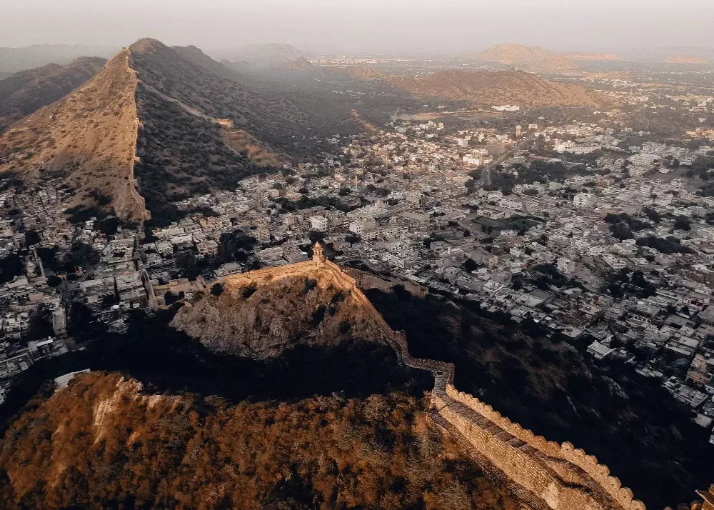 Indische Mauer am Fort Amber, Indien Architektur Wandbild