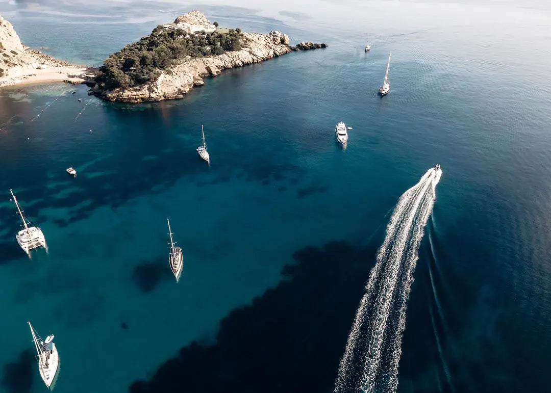 Spanien Wandbild, Insel Es Vedrà Segelboot Ibiza Fotografie