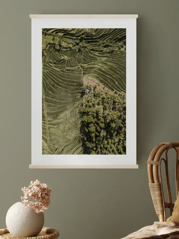 Reisterrassen Bali Print, Indonesien Wandbild Naturposter