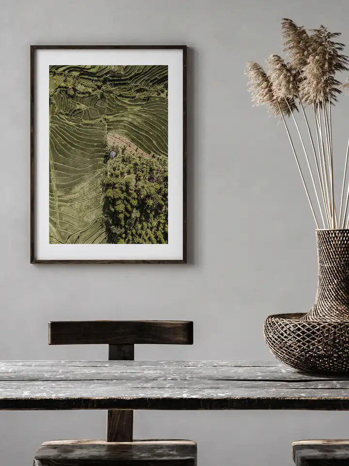 Reisterrassen Bali Print, Indonesien Wandbild Naturposter