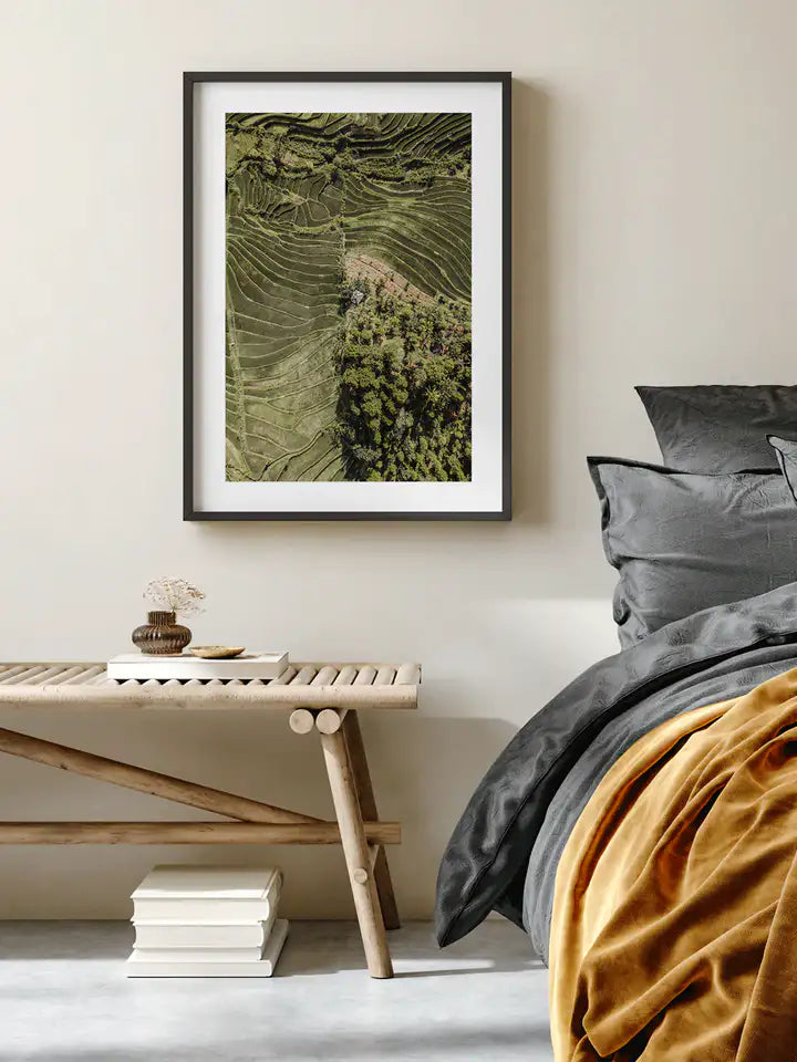 Reisterrassen Bali Print, Indonesien Wandbild Naturposter