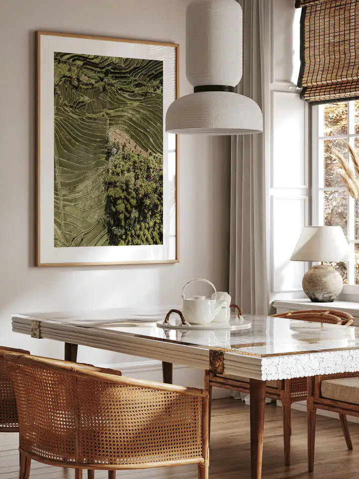 Reisterrassen Bali Print, Indonesien Wandbild Naturposter