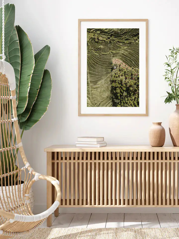 Reisterrassen Bali Print, Indonesien Wandbild Naturposter