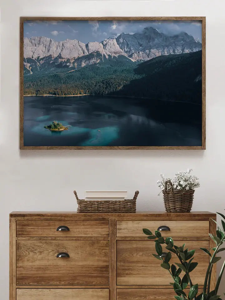 Zugspitze Eibsee, Natur Fotografie Deutschland Berge Wandbild